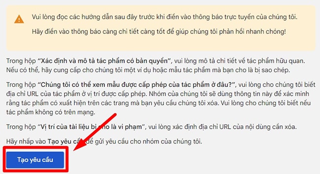 Tạo yêu cầu pháp lý